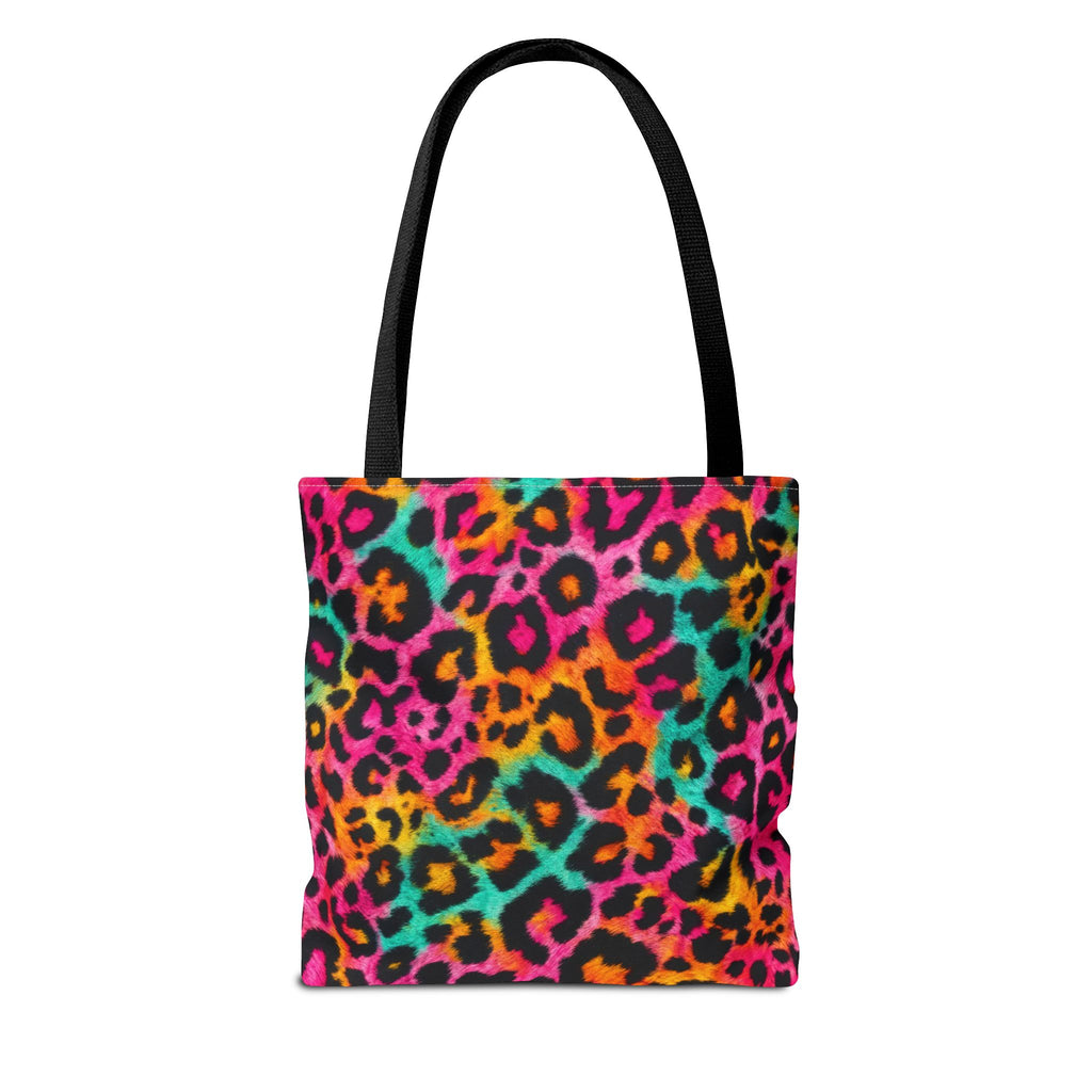 Rainbow Leopard Print Tote Bag - Neon Cheetah Canvas Tote, Bright Y2K Animal Print Shoulder Bag, 3 Sizes