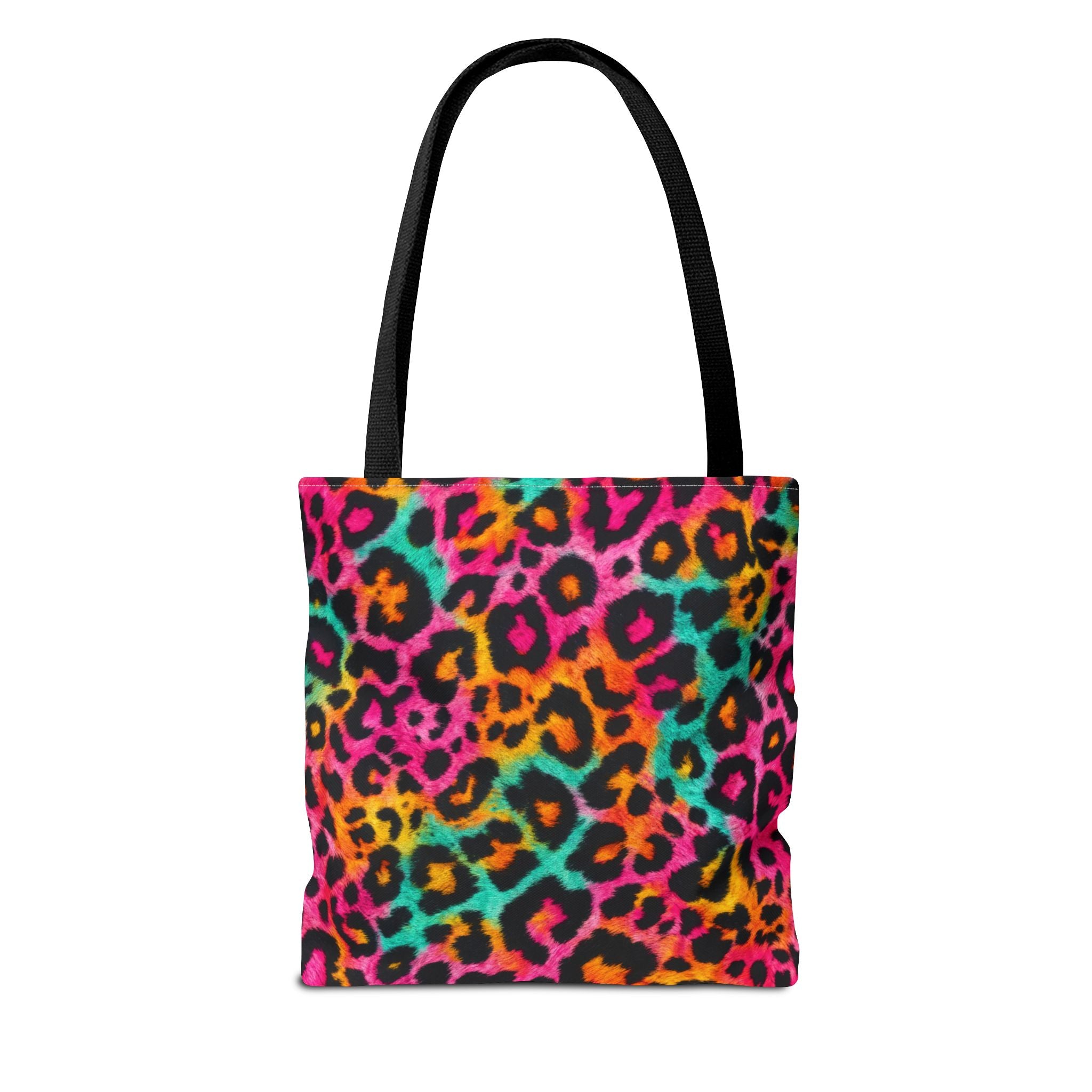 Rainbow Leopard Print Tote Bag - Neon Cheetah Canvas Tote, Bright Y2K Animal Print Shoulder Bag, 3 Sizes