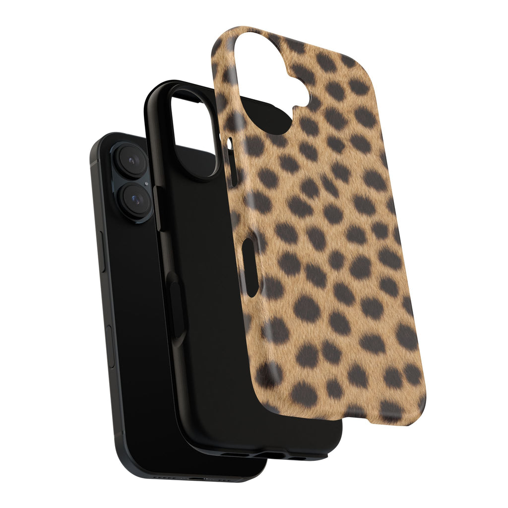 Cheetah Print Phone Case - Real Spot Tough Case for iPhone and Samsung, Bold Tan Animal Print