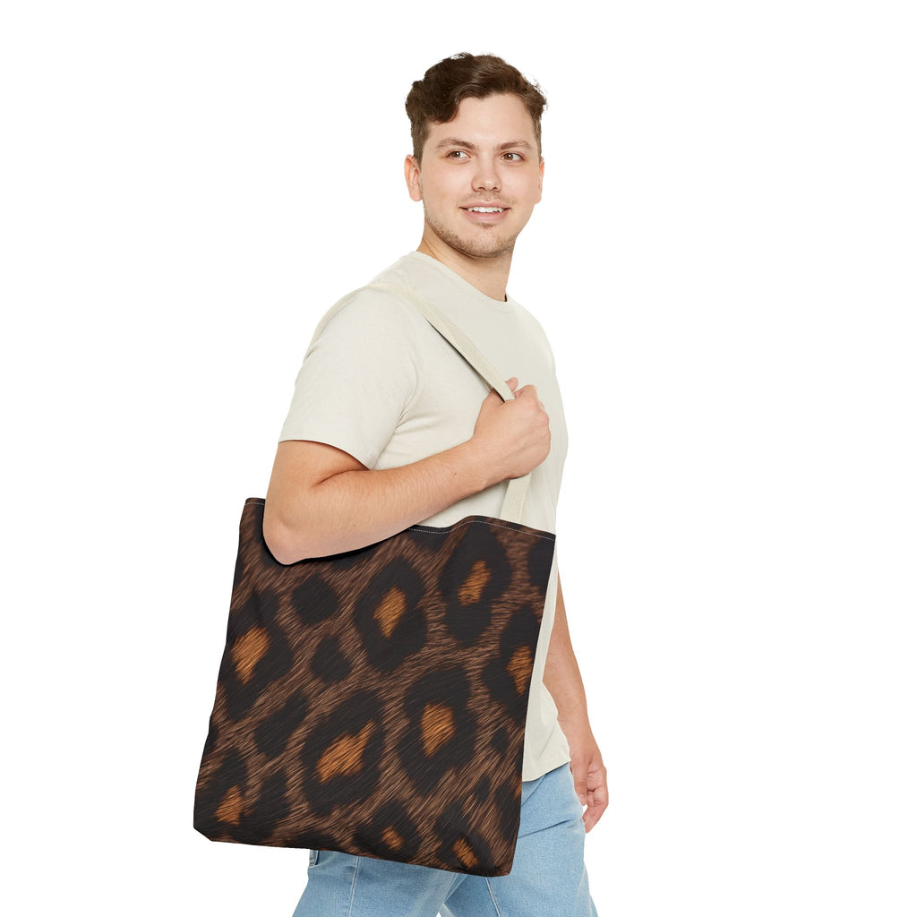 Dark Leopard Print Tote Bag - After Dark Espresso Canvas Tote, Moody Animal Print Shoulder Bag, 3 Sizes