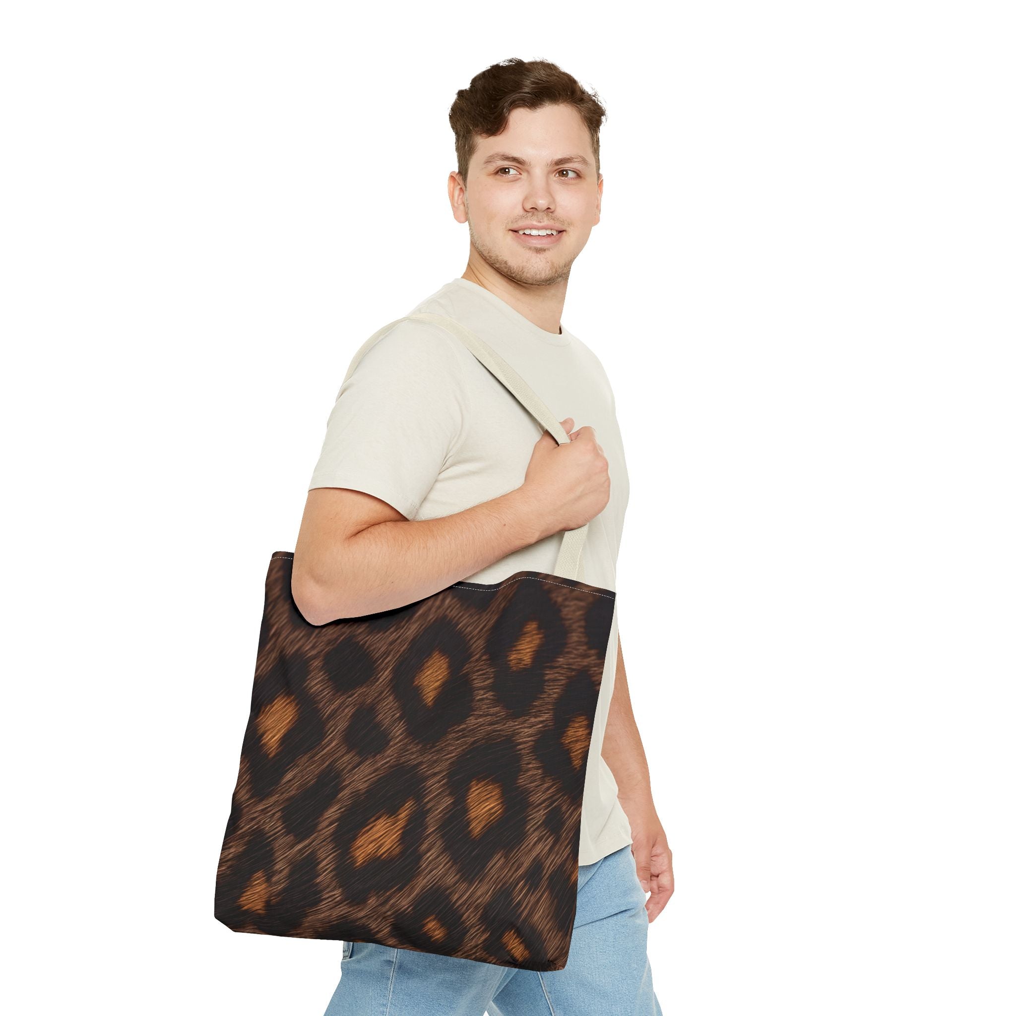 Dark Leopard Print Tote Bag - After Dark Espresso Canvas Tote, Moody Animal Print Shoulder Bag, 3 Sizes