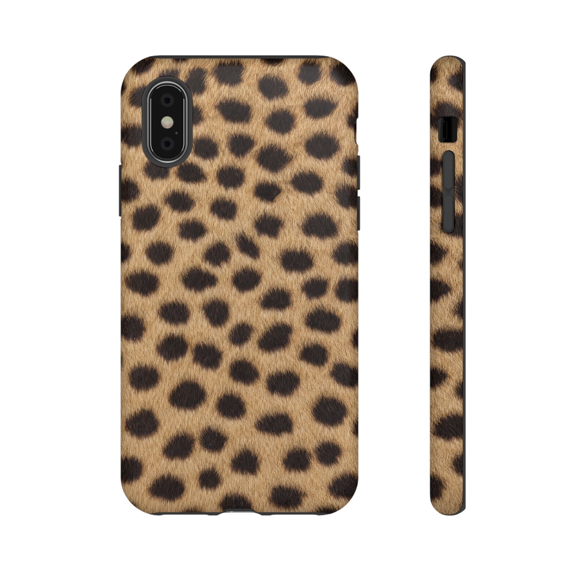 Cheetah Print Phone Case - Real Spot Tough Case for iPhone and Samsung, Bold Tan Animal Print