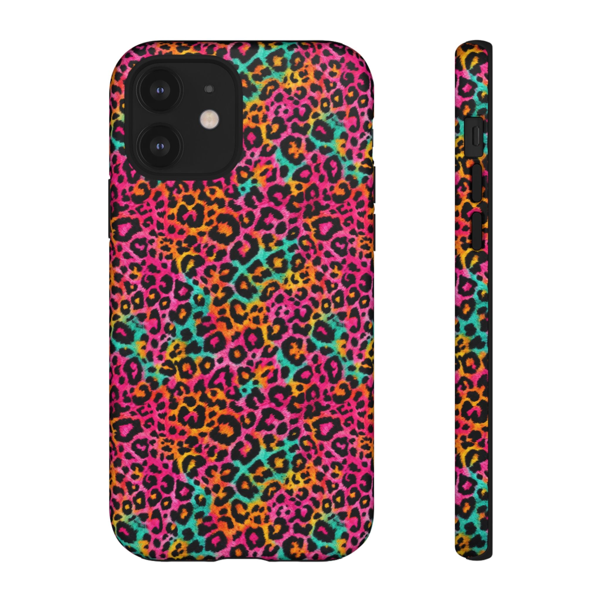 Rainbow Leopard Print Phone Case - Neon Cheetah Tough Case for iPhone and Samsung, Bright Y2K Animal Print