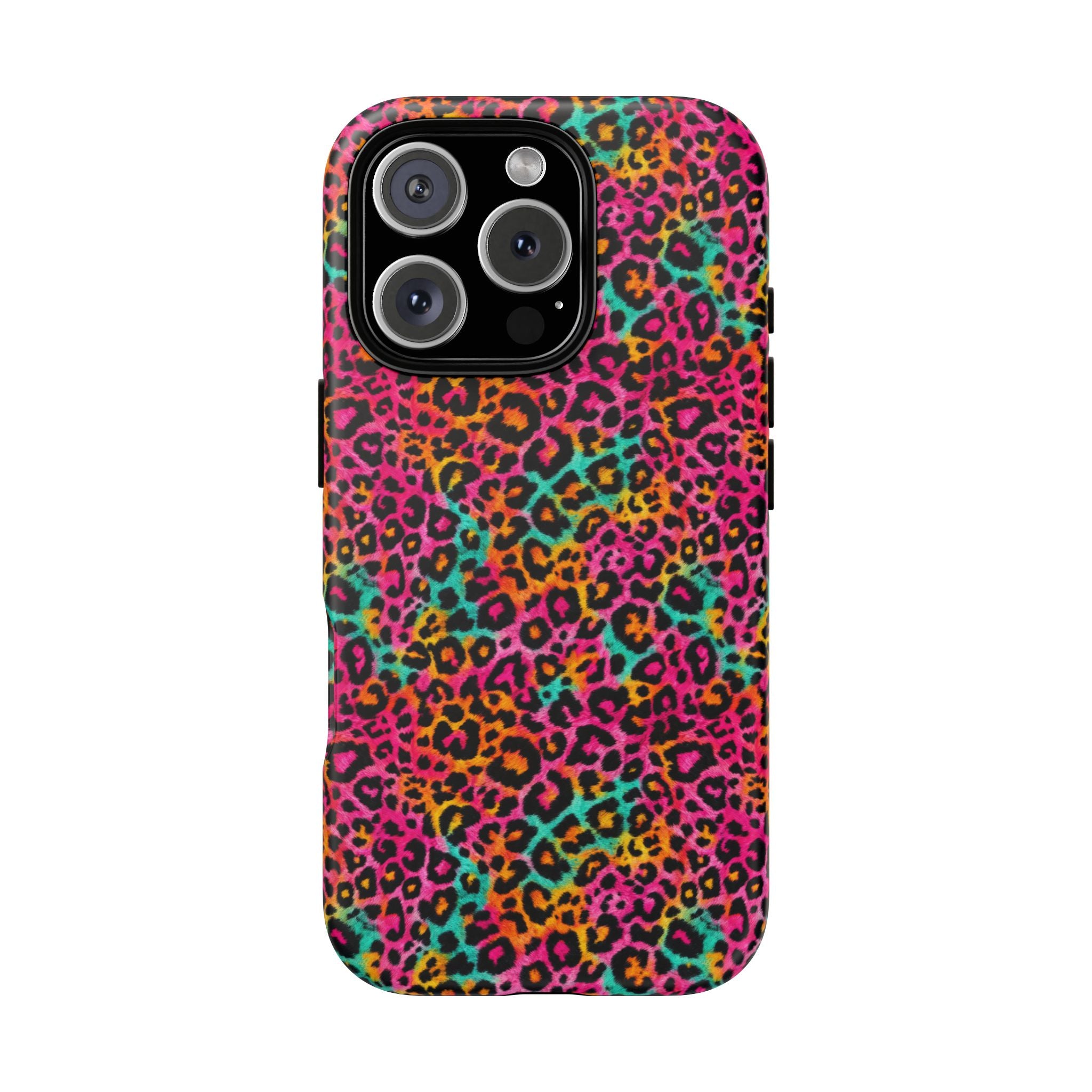 Rainbow Leopard Print Phone Case - Neon Cheetah Tough Case for iPhone and Samsung, Bright Y2K Animal Print