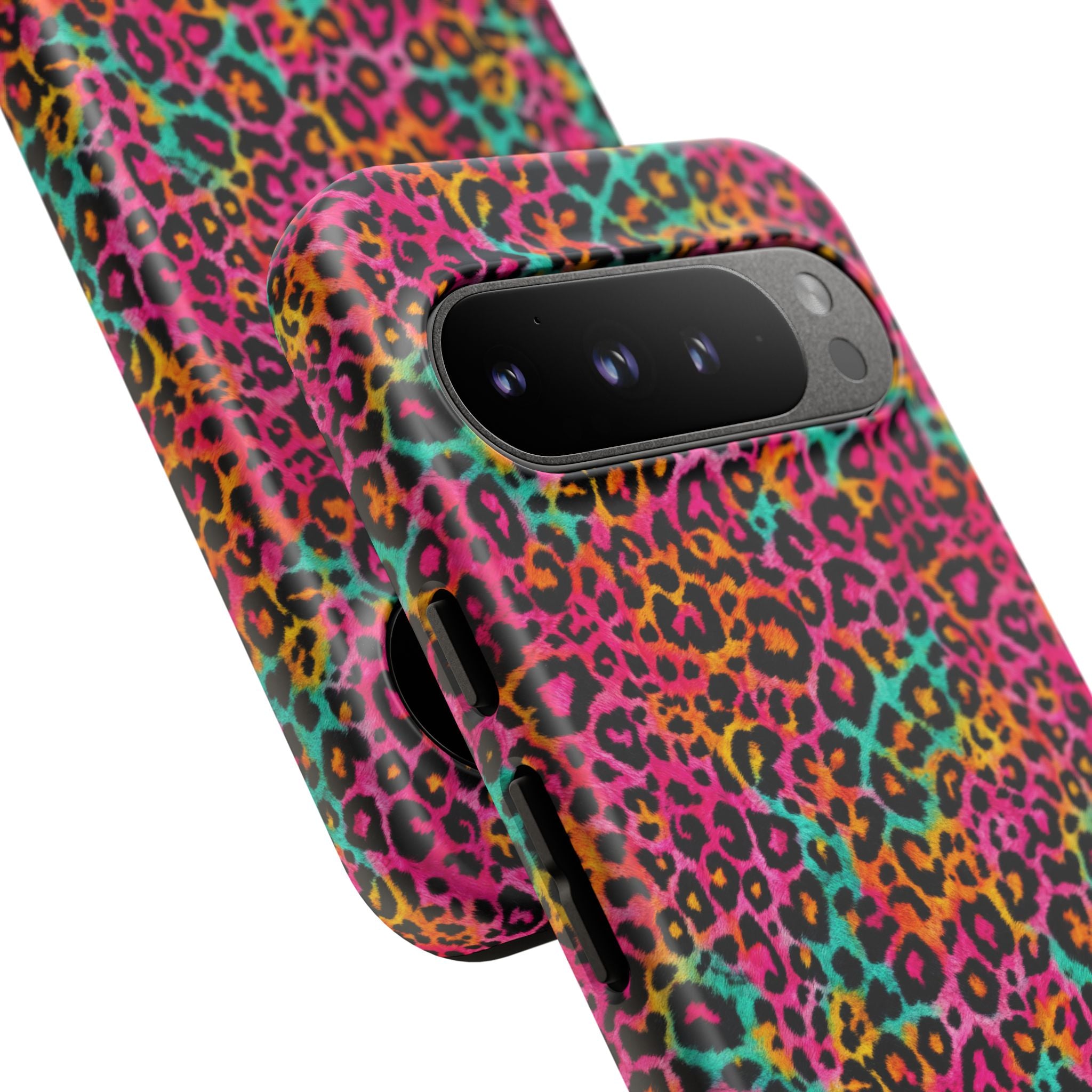 Rainbow Leopard Print Phone Case - Neon Cheetah Tough Case for iPhone and Samsung, Bright Y2K Animal Print
