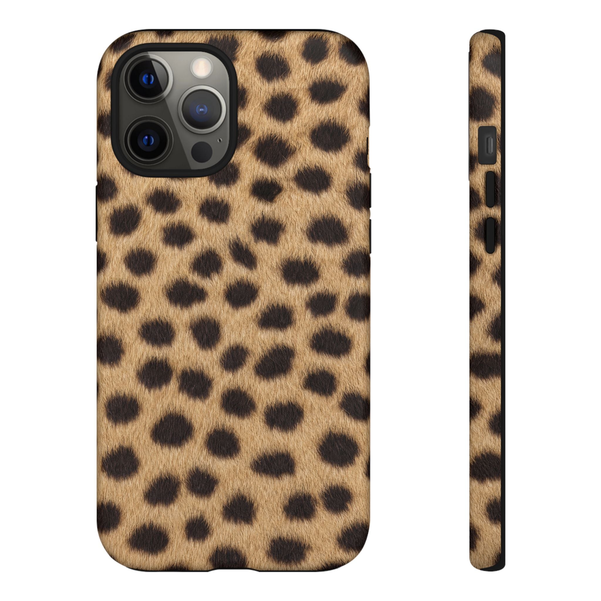 Cheetah Print Phone Case - Real Spot Tough Case for iPhone and Samsung, Bold Tan Animal Print