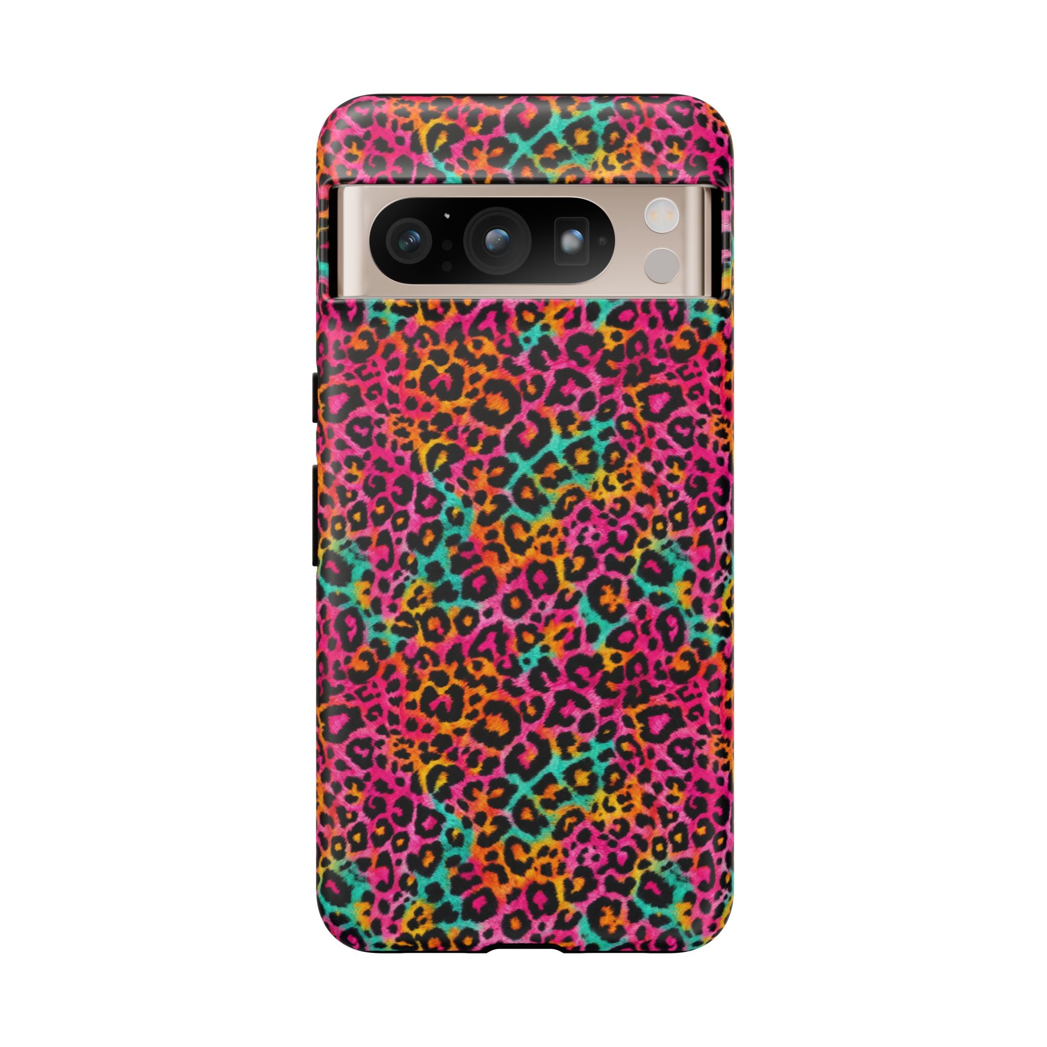 Rainbow Leopard Print Phone Case - Neon Cheetah Tough Case for iPhone and Samsung, Bright Y2K Animal Print