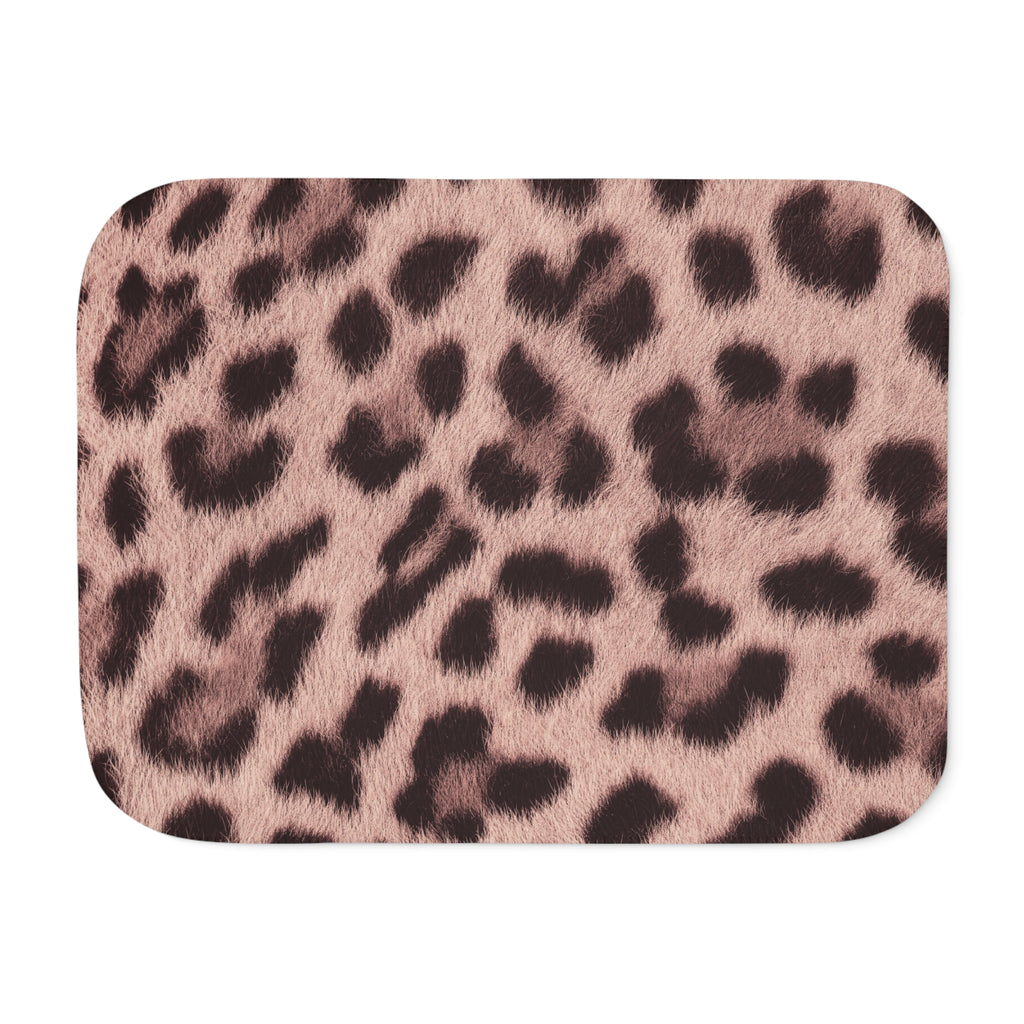 Blush Leopard Print Sherpa Blanket - Soft Pink Cheetah Throw, Photoreal Animal Print, 3 Sizes
