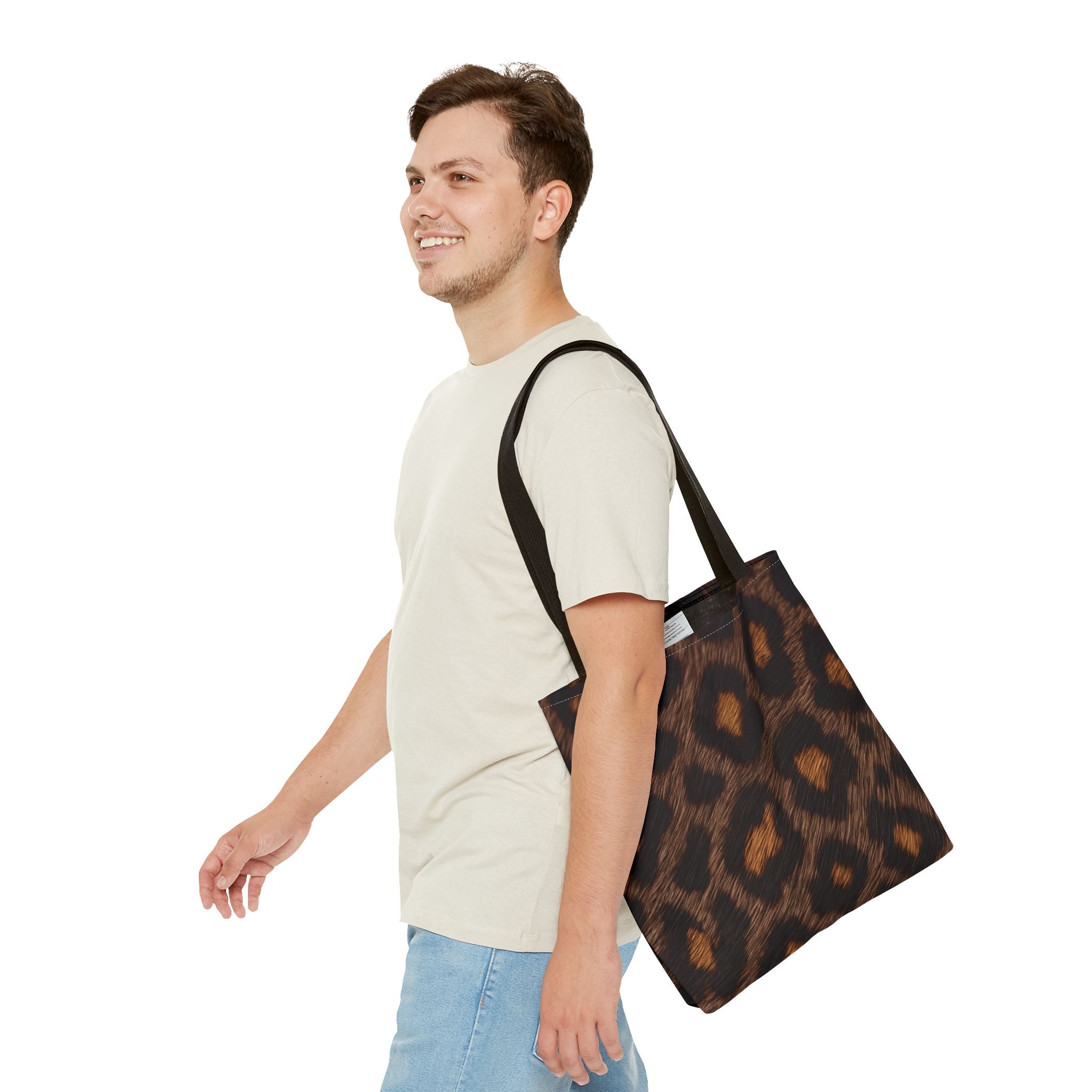 Dark Leopard Print Tote Bag - After Dark Espresso Canvas Tote, Moody Animal Print Shoulder Bag, 3 Sizes