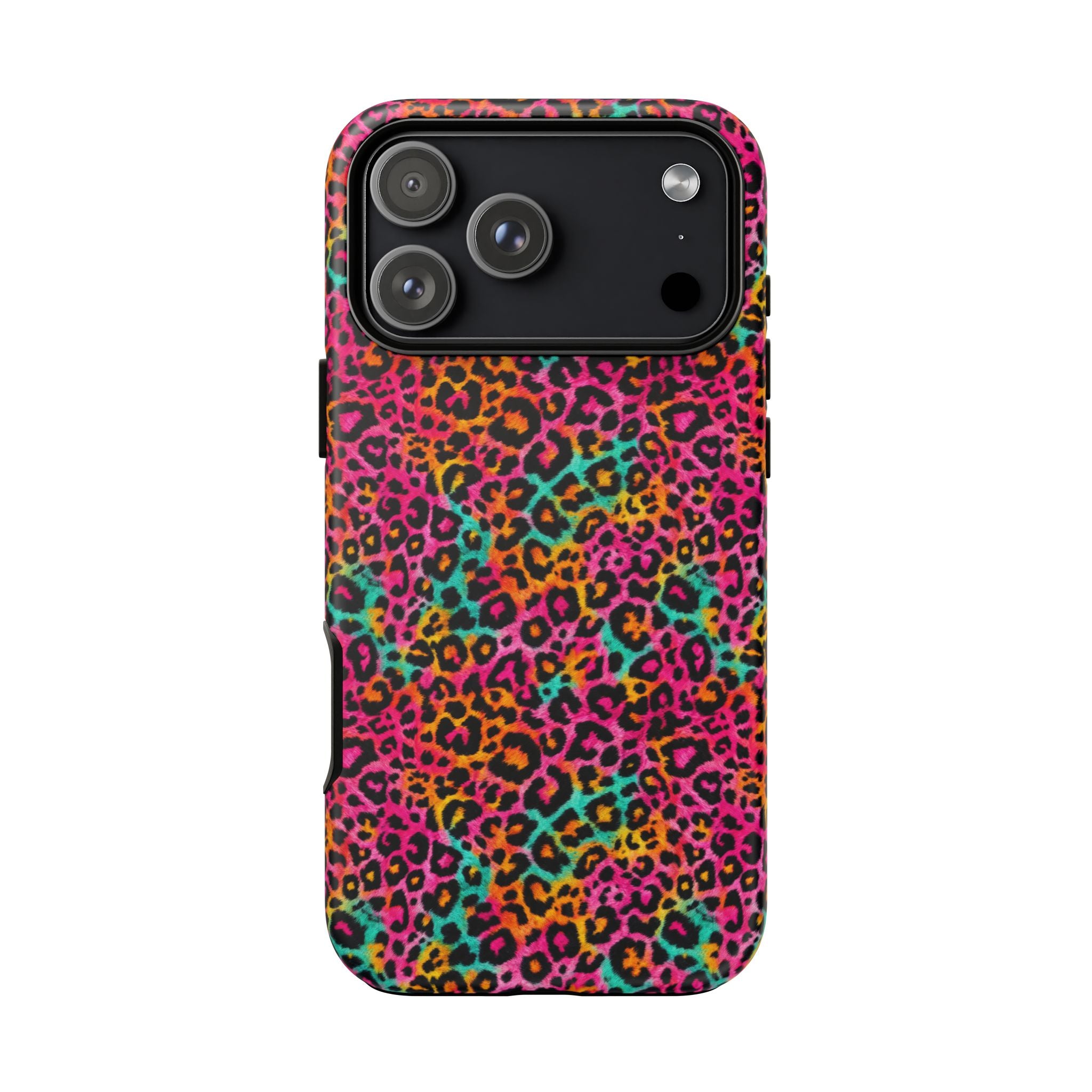 Rainbow Leopard Print Phone Case - Neon Cheetah Tough Case for iPhone and Samsung, Bright Y2K Animal Print
