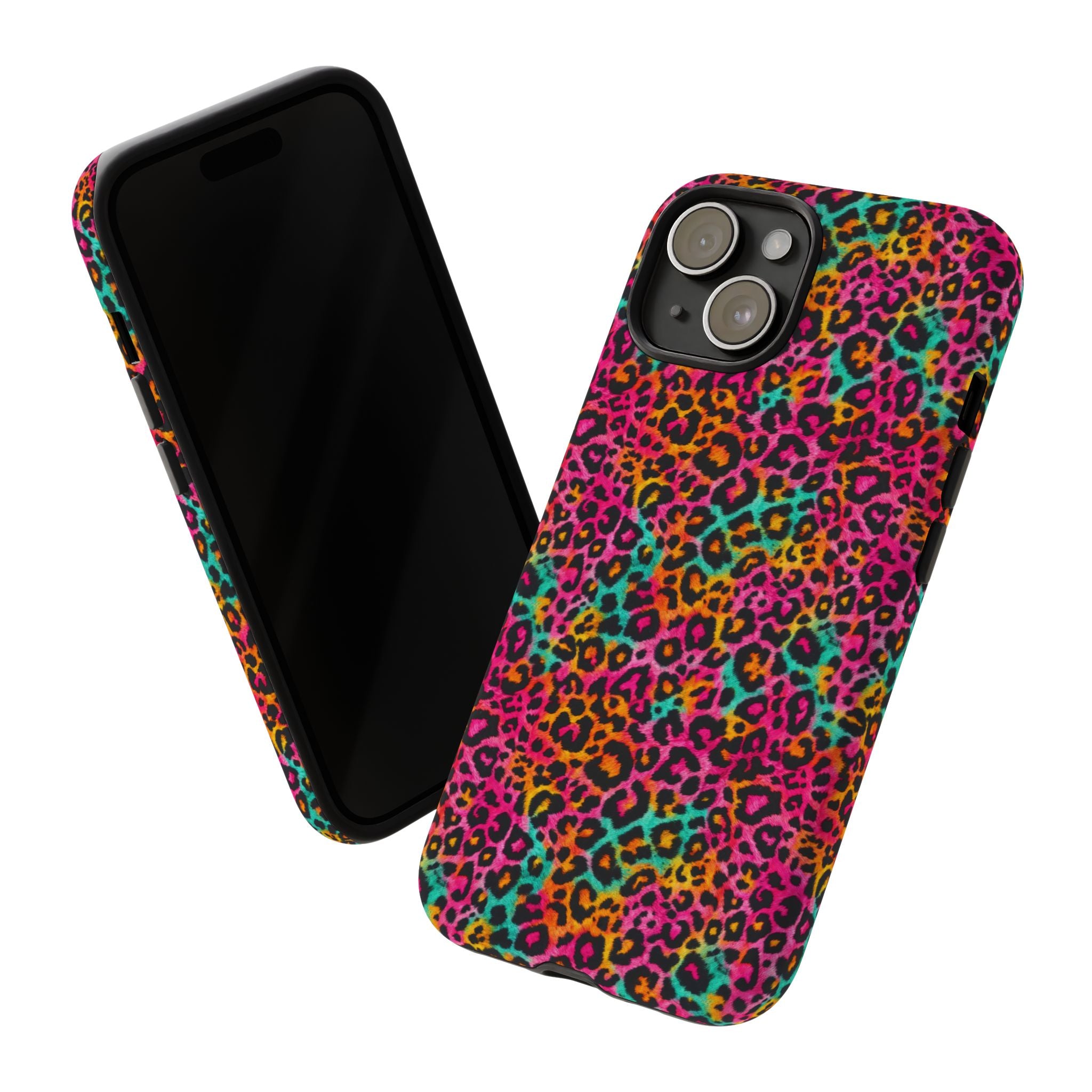 Rainbow Leopard Print Phone Case - Neon Cheetah Tough Case for iPhone and Samsung, Bright Y2K Animal Print