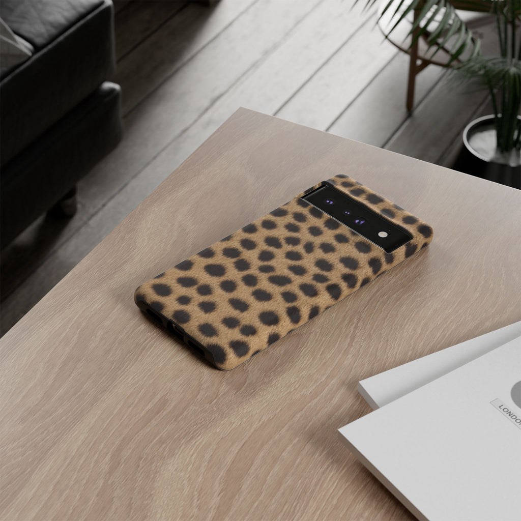 Cheetah Print Phone Case - Real Spot Tough Case for iPhone and Samsung, Bold Tan Animal Print