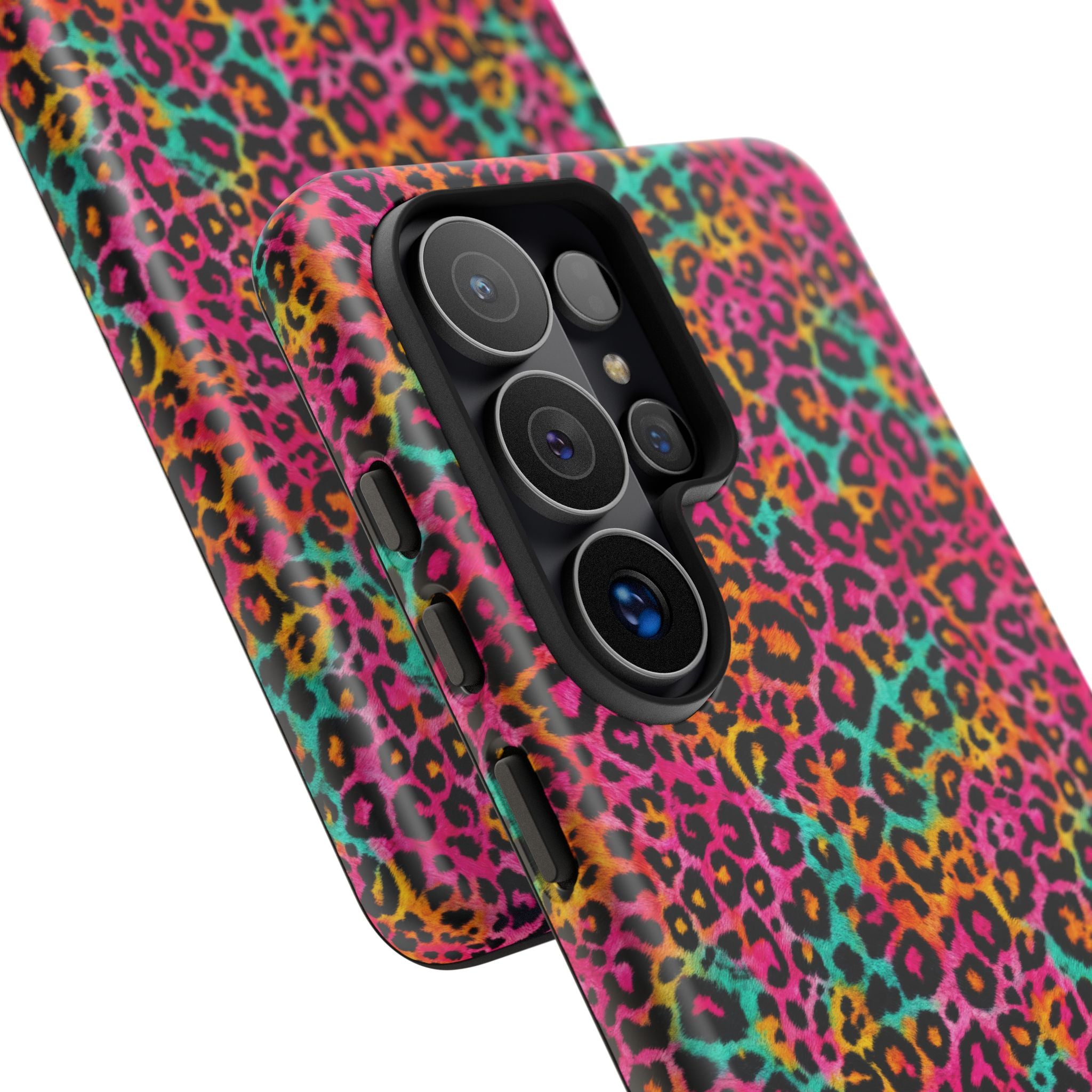 Rainbow Leopard Print Phone Case - Neon Cheetah Tough Case for iPhone and Samsung, Bright Y2K Animal Print