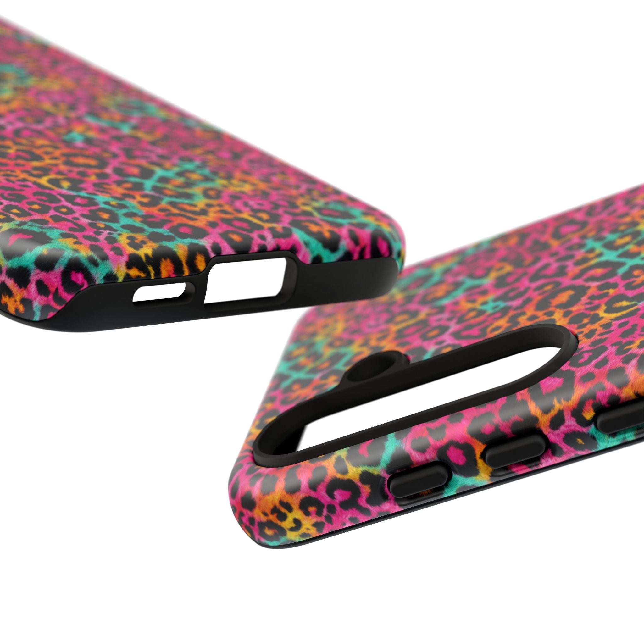 Rainbow Leopard Print Phone Case - Neon Cheetah Tough Case for iPhone and Samsung, Bright Y2K Animal Print