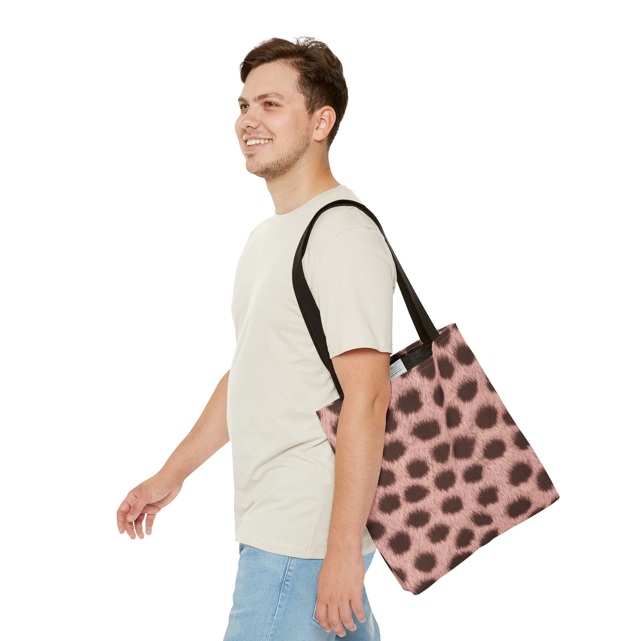 Pink Cheetah Print Tote Bag - Blush Real Spot Canvas Tote, Bold Animal Print Shoulder Bag, 3 Sizes