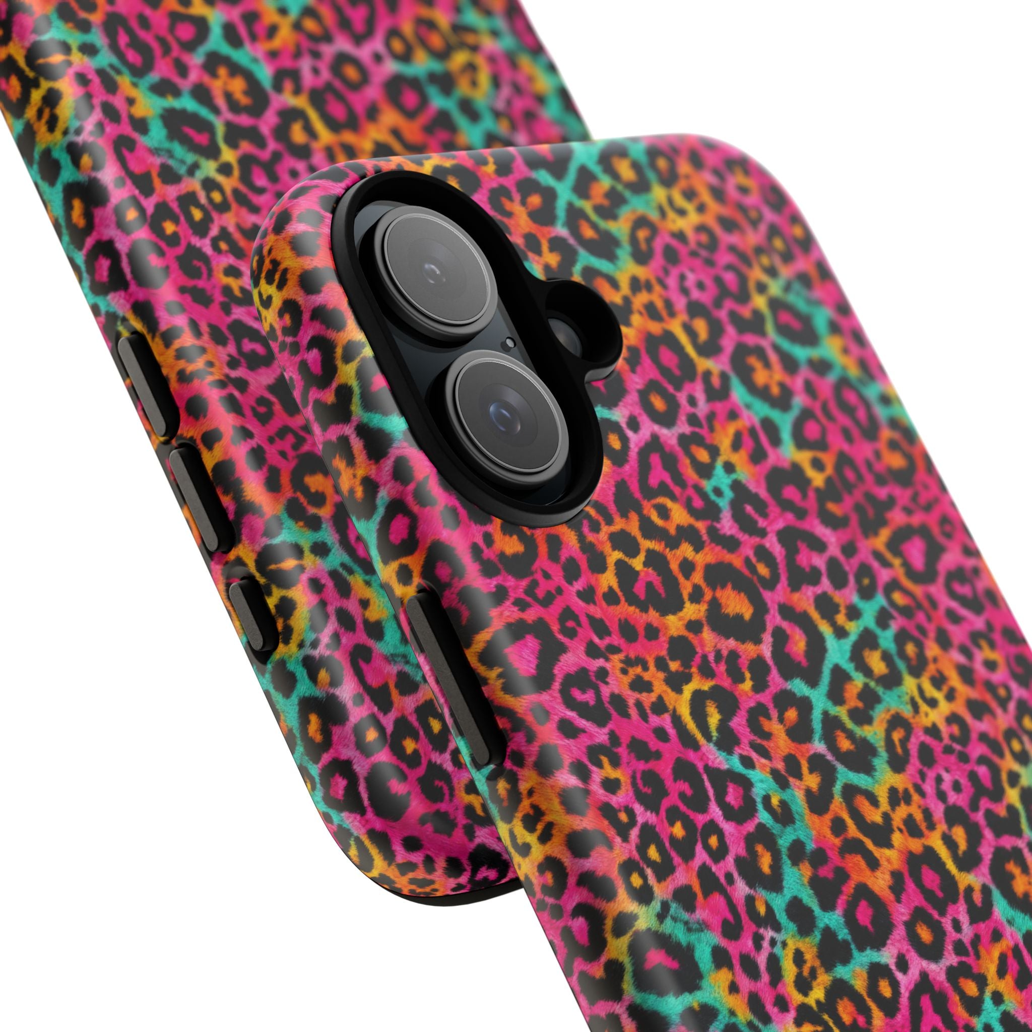 Rainbow Leopard Print Phone Case - Neon Cheetah Tough Case for iPhone and Samsung, Bright Y2K Animal Print