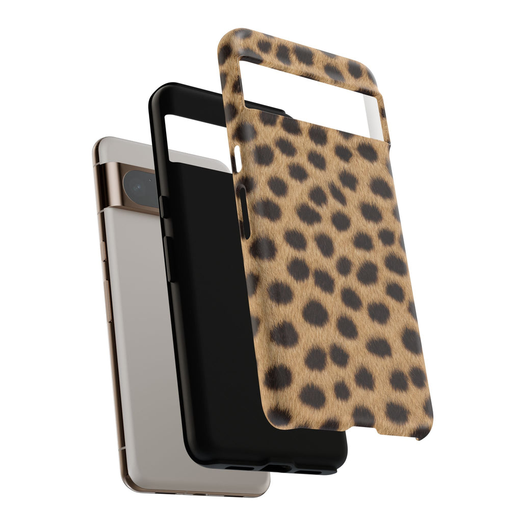 Cheetah Print Phone Case - Real Spot Tough Case for iPhone and Samsung, Bold Tan Animal Print