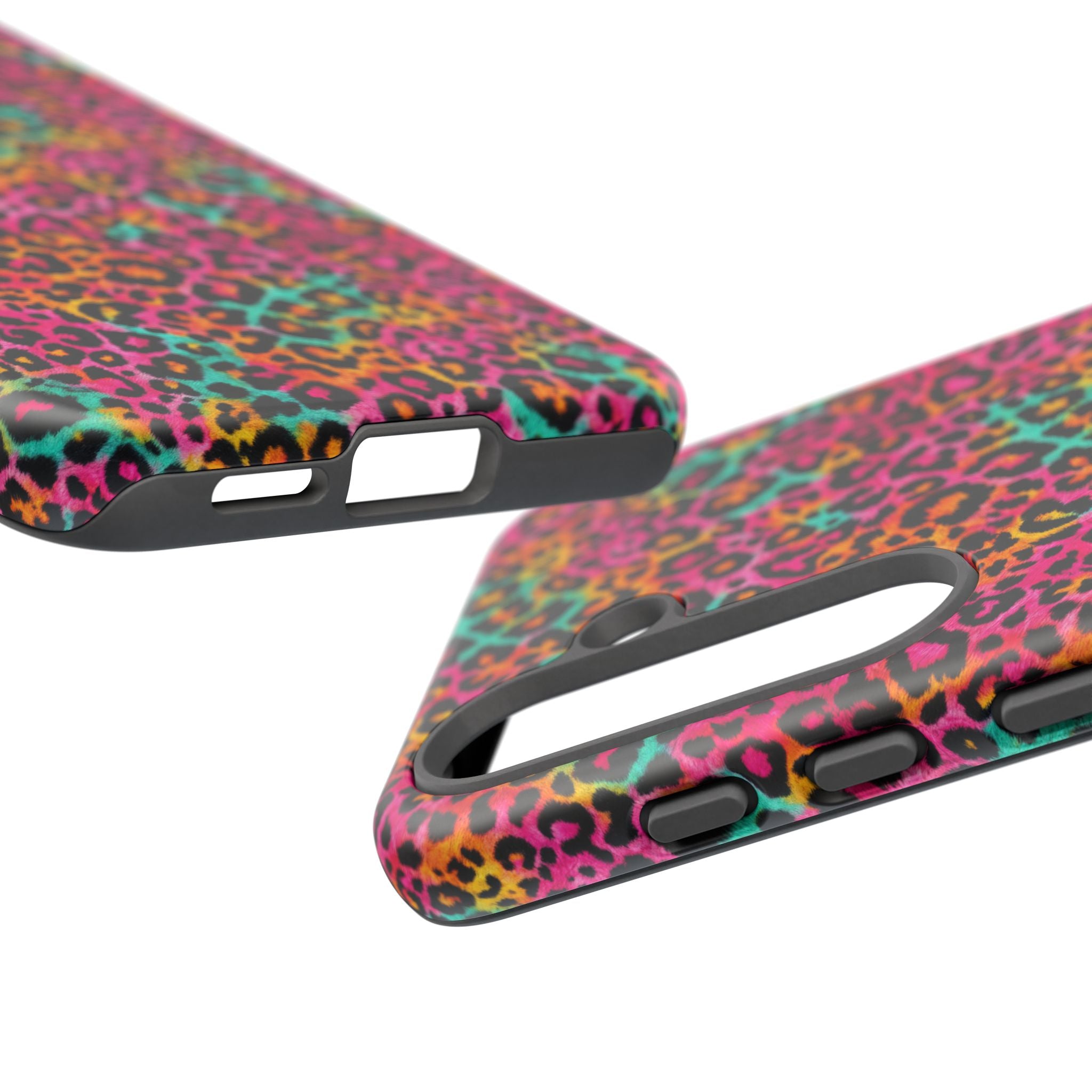 Rainbow Leopard Print Phone Case - Neon Cheetah Tough Case for iPhone and Samsung, Bright Y2K Animal Print