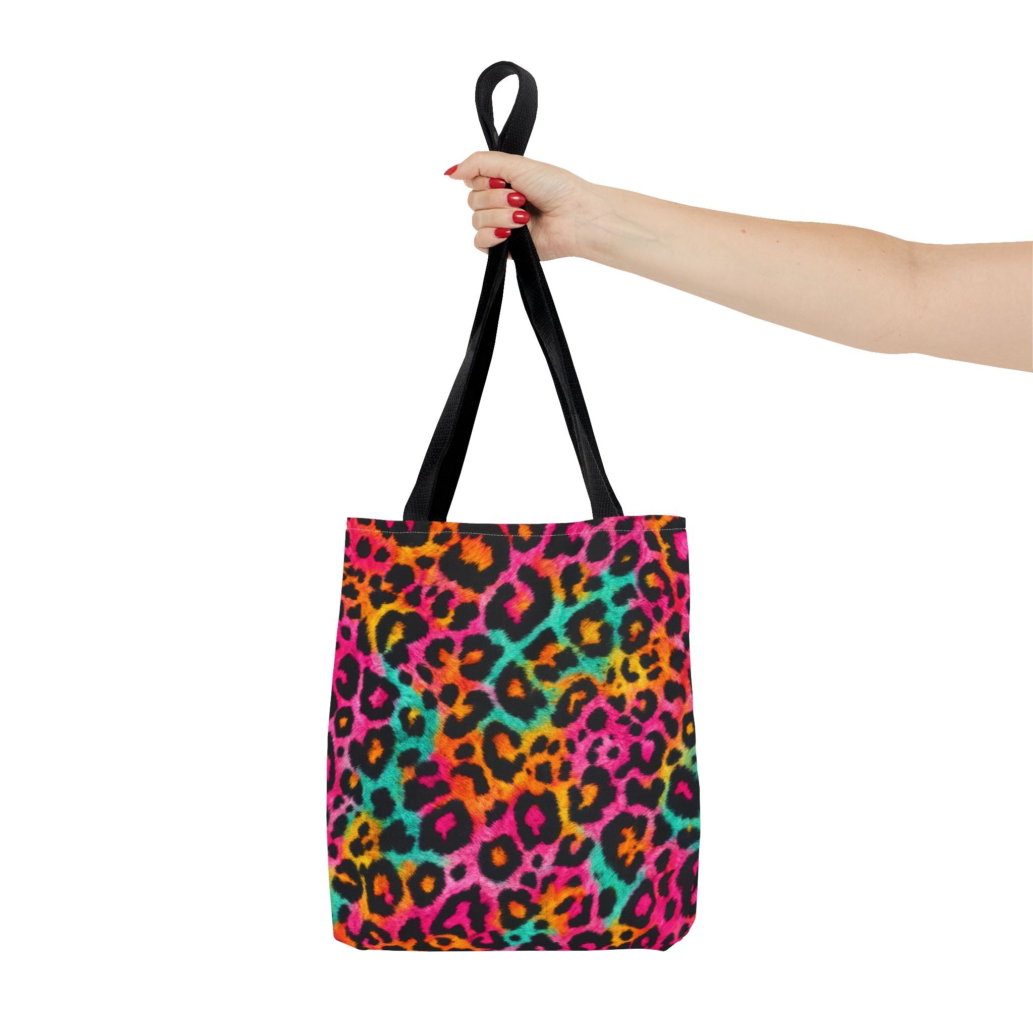 Rainbow Leopard Print Tote Bag - Neon Cheetah Canvas Tote, Bright Y2K Animal Print Shoulder Bag, 3 Sizes