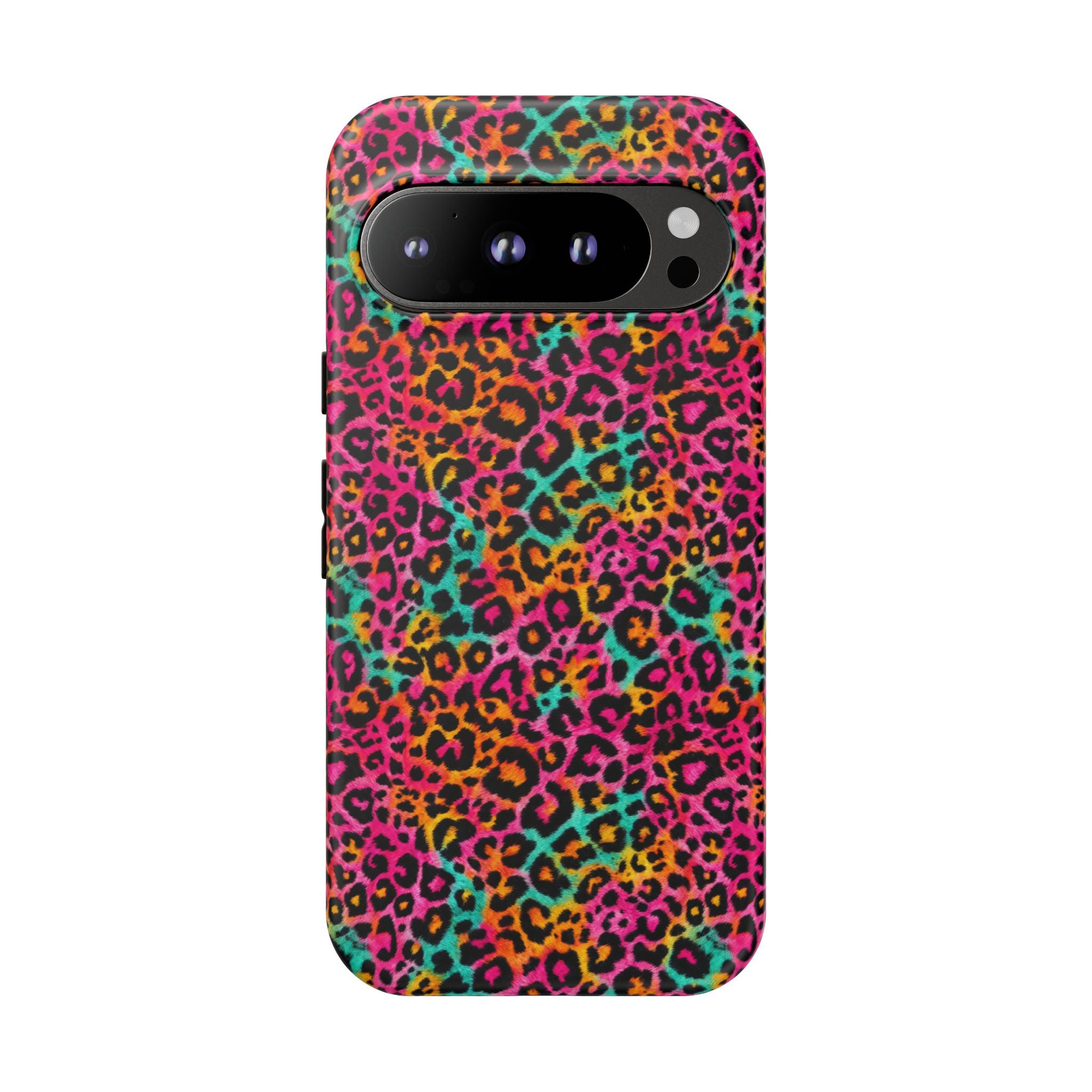 Rainbow Leopard Print Phone Case - Neon Cheetah Tough Case for iPhone and Samsung, Bright Y2K Animal Print