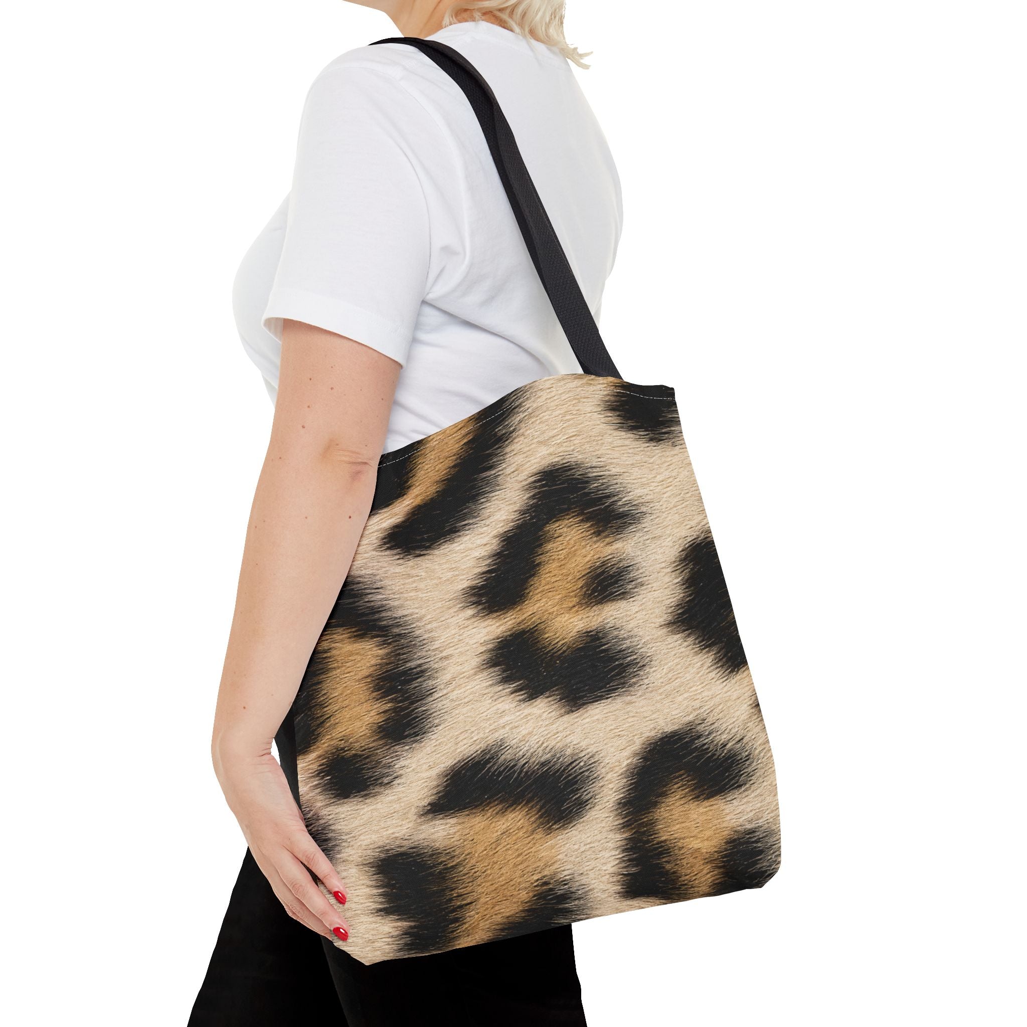 Cream Leopard Print Tote Bag - Pale Ivory Canvas Tote, Bold Spotted Animal Print Shoulder Bag, 3 Sizes