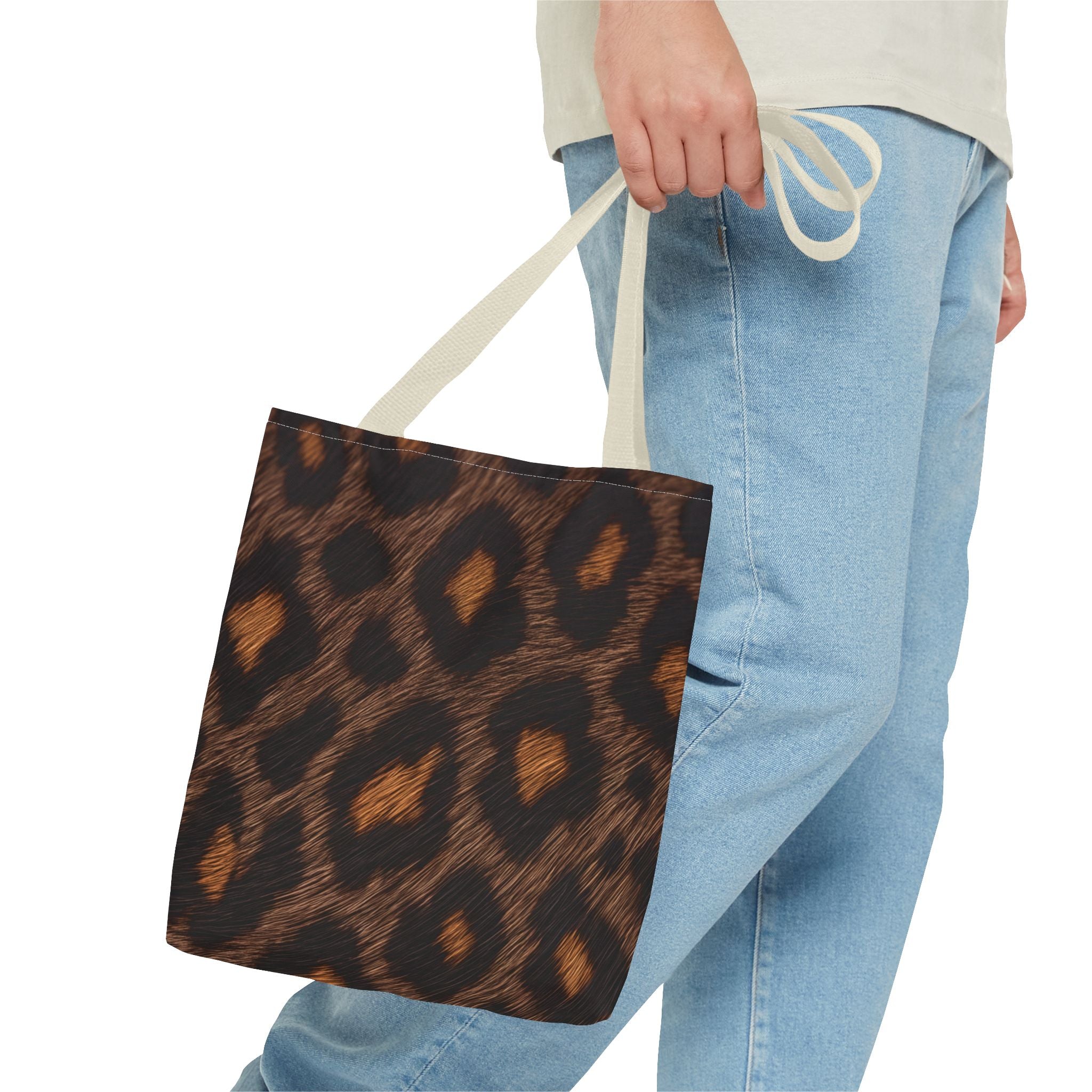Dark Leopard Print Tote Bag - After Dark Espresso Canvas Tote, Moody Animal Print Shoulder Bag, 3 Sizes