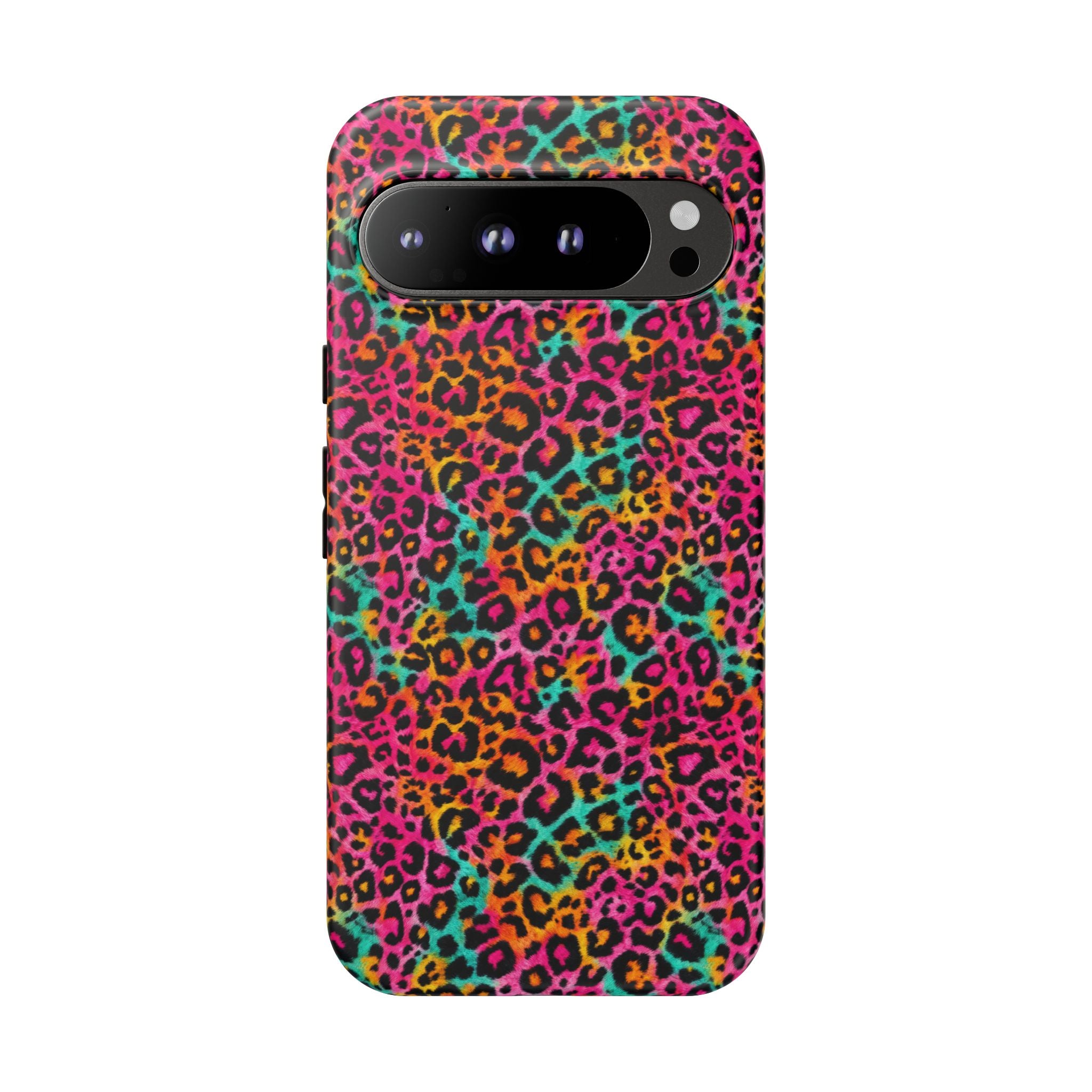 Rainbow Leopard Print Phone Case - Neon Cheetah Tough Case for iPhone and Samsung, Bright Y2K Animal Print