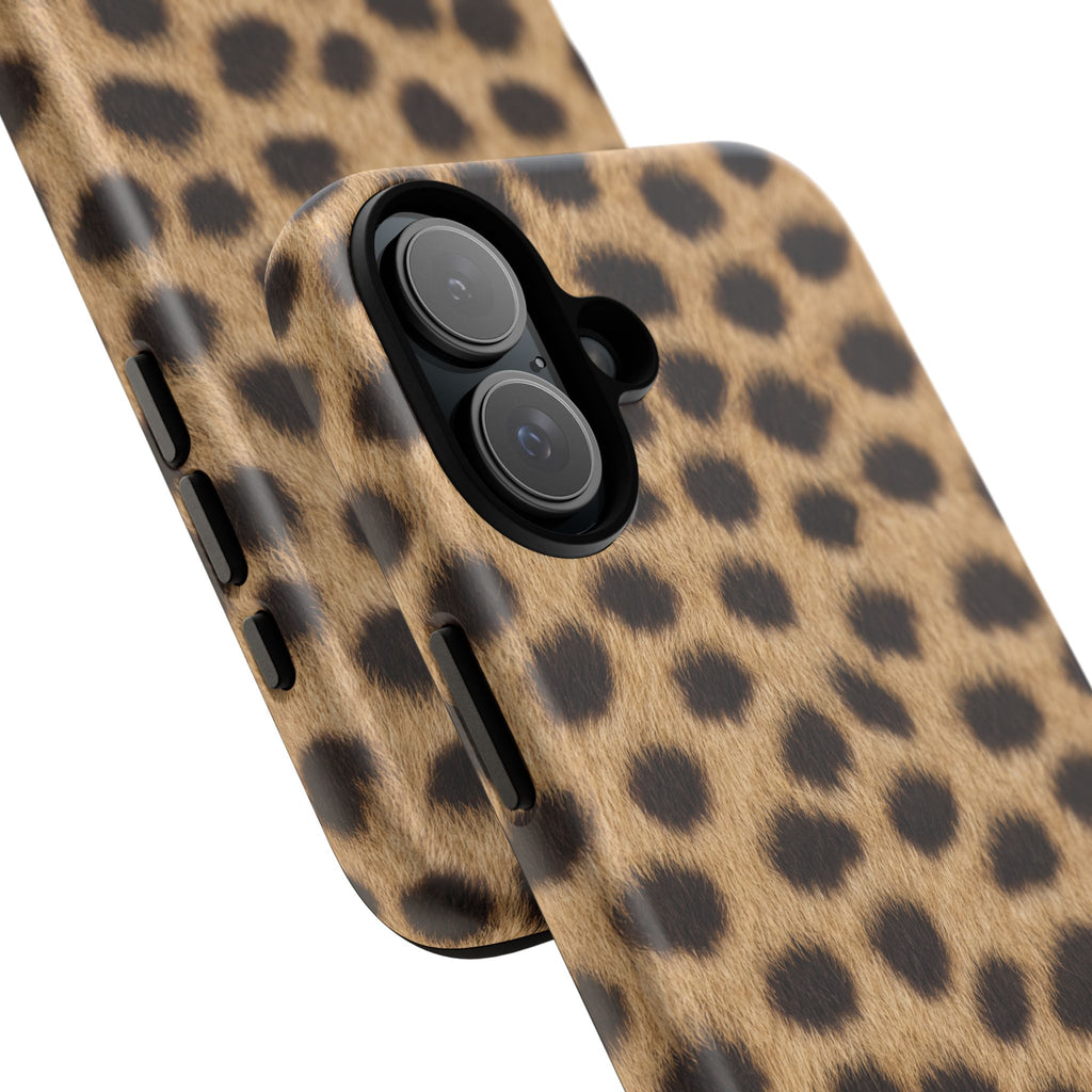 Cheetah Print Phone Case - Real Spot Tough Case for iPhone and Samsung, Bold Tan Animal Print