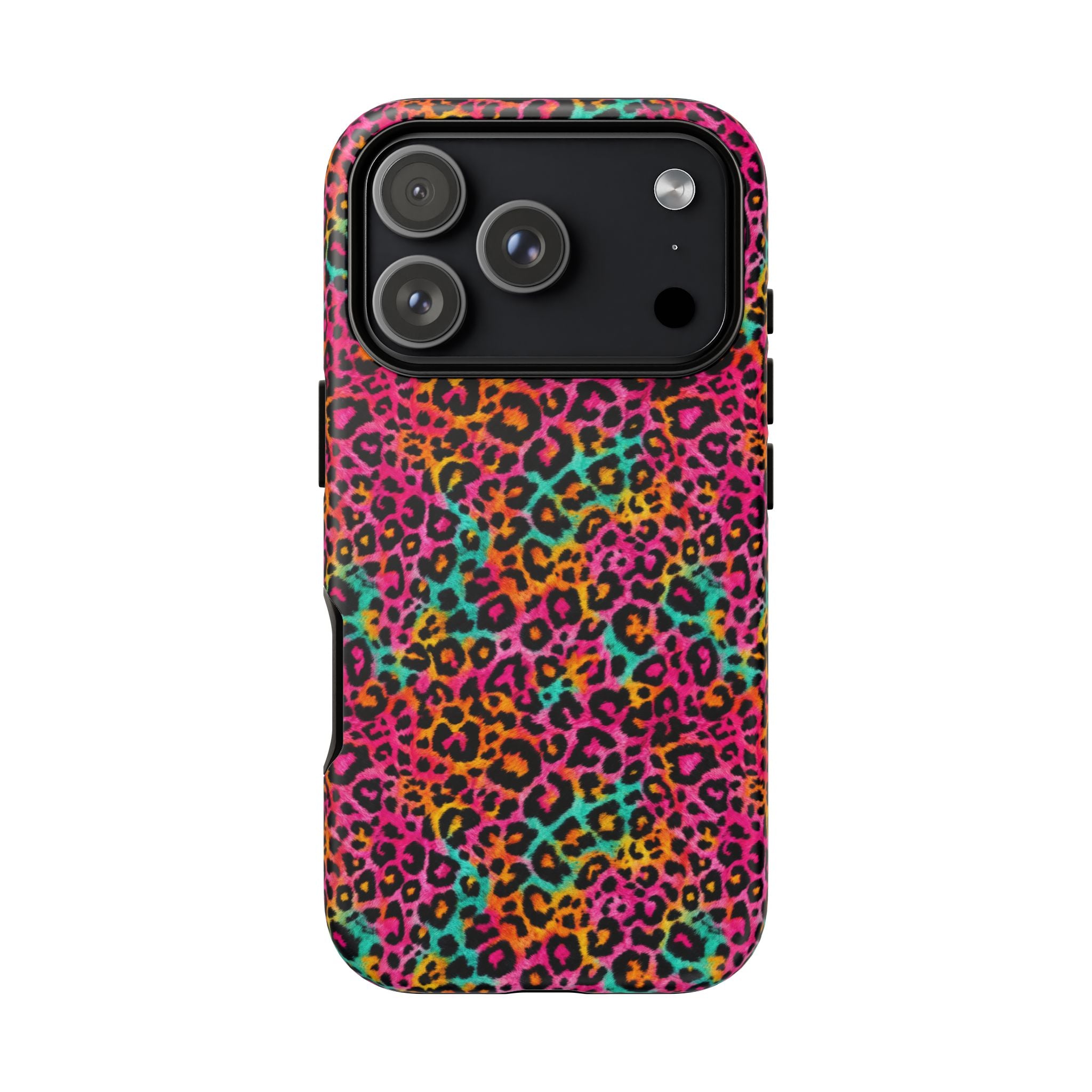 Rainbow Leopard Print Phone Case - Neon Cheetah Tough Case for iPhone and Samsung, Bright Y2K Animal Print