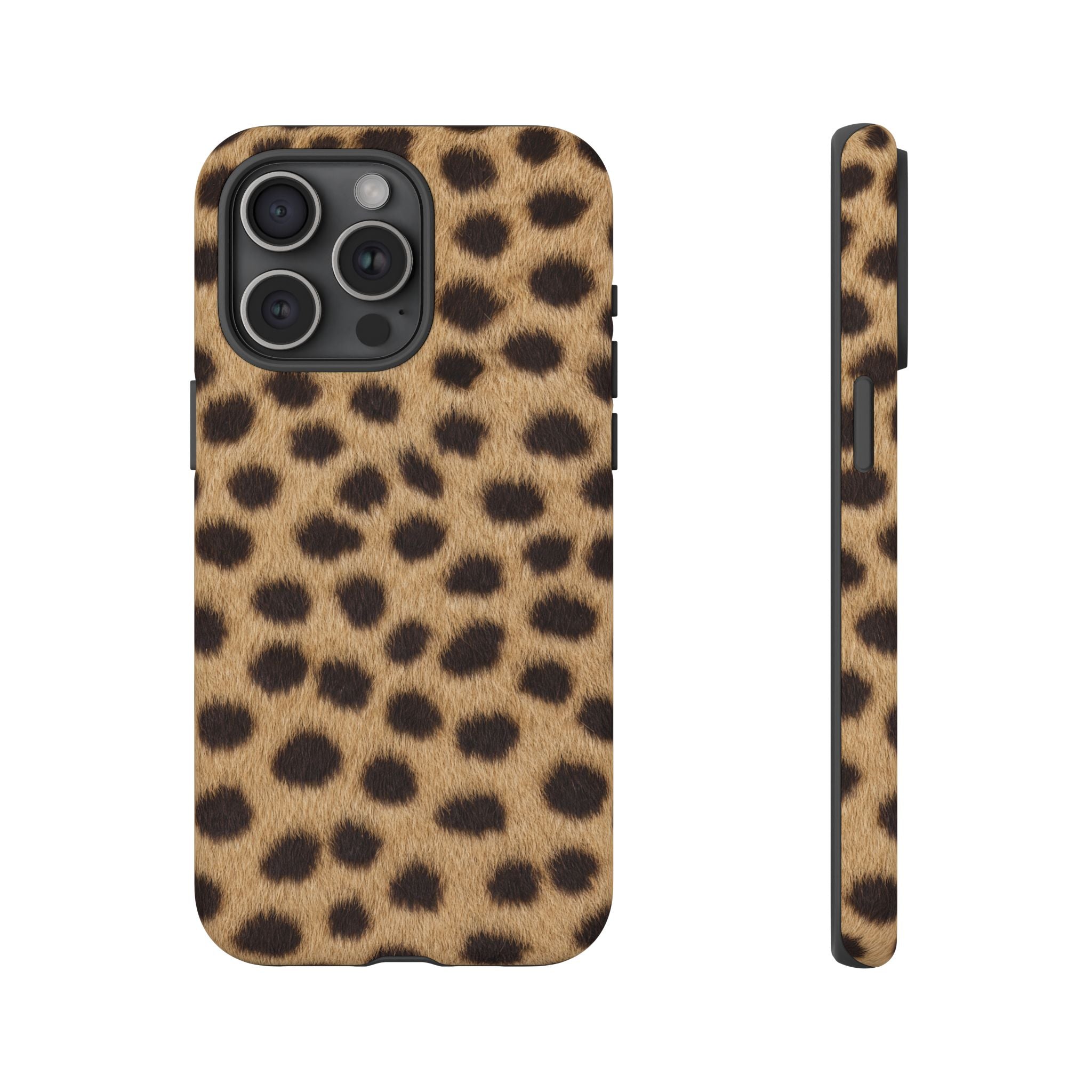 Cheetah Print Phone Case - Real Spot Tough Case for iPhone and Samsung, Bold Tan Animal Print