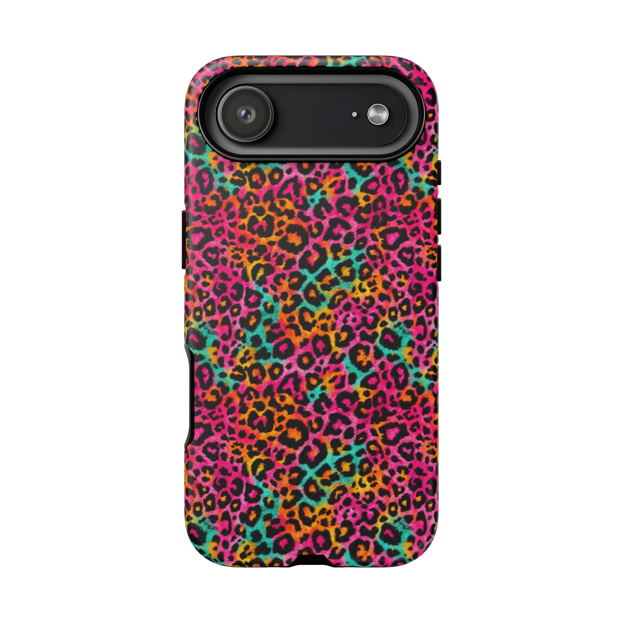 Rainbow Leopard Print Phone Case - Neon Cheetah Tough Case for iPhone and Samsung, Bright Y2K Animal Print