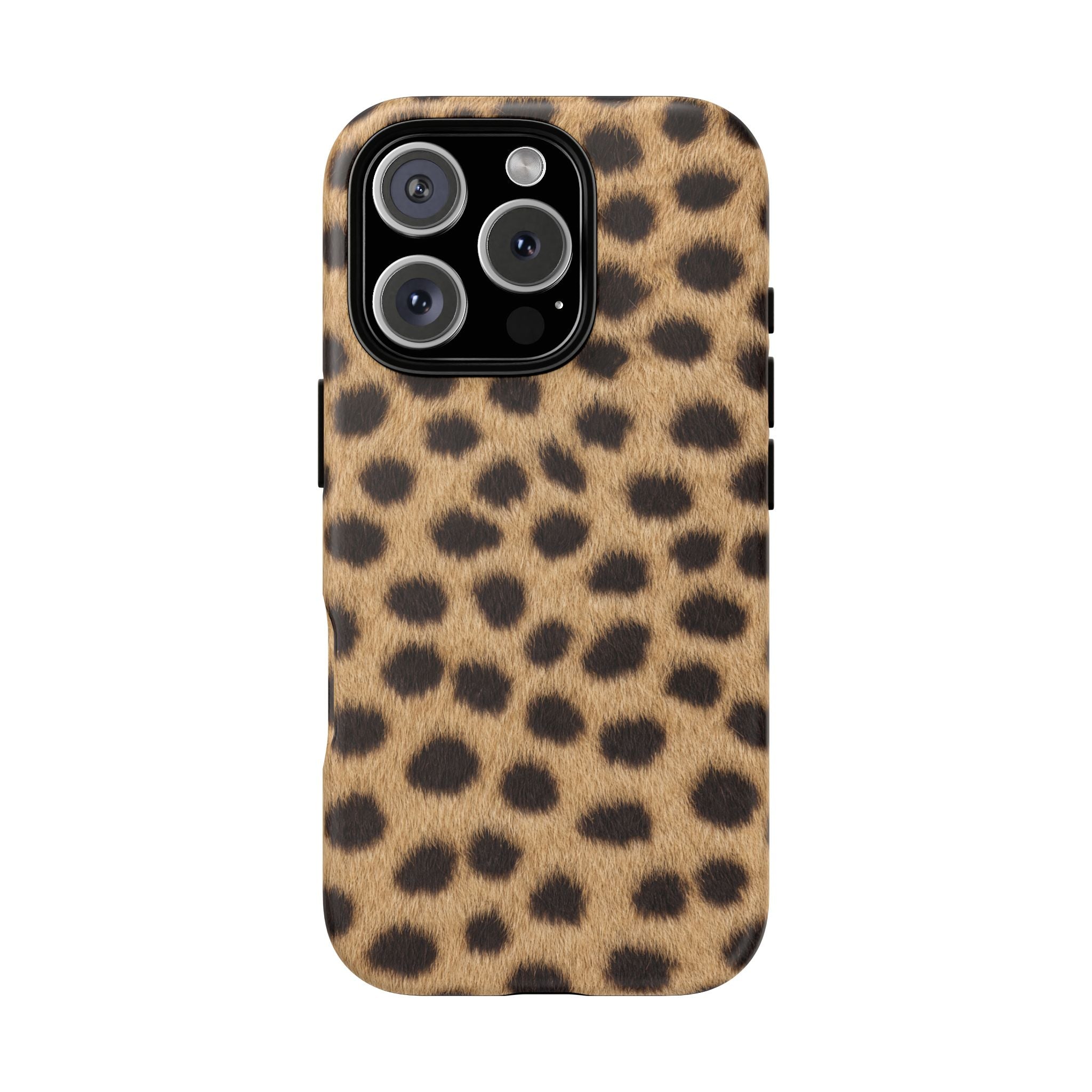 Cheetah Print Phone Case - Real Spot Tough Case for iPhone and Samsung, Bold Tan Animal Print