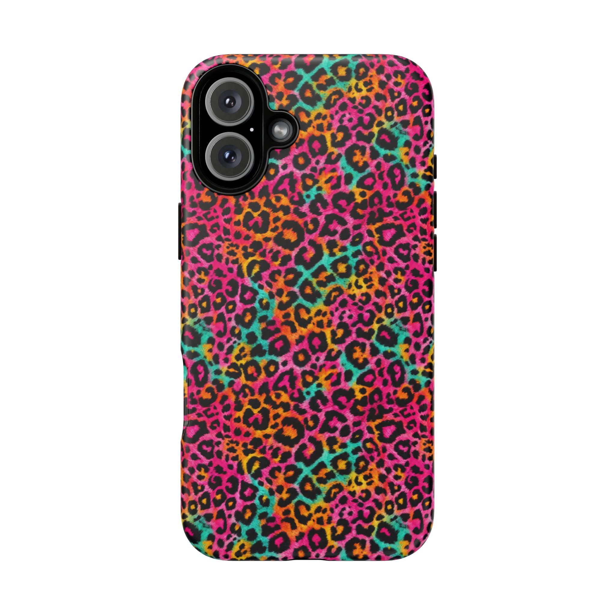 Rainbow Leopard Print Phone Case - Neon Cheetah Tough Case for iPhone and Samsung, Bright Y2K Animal Print