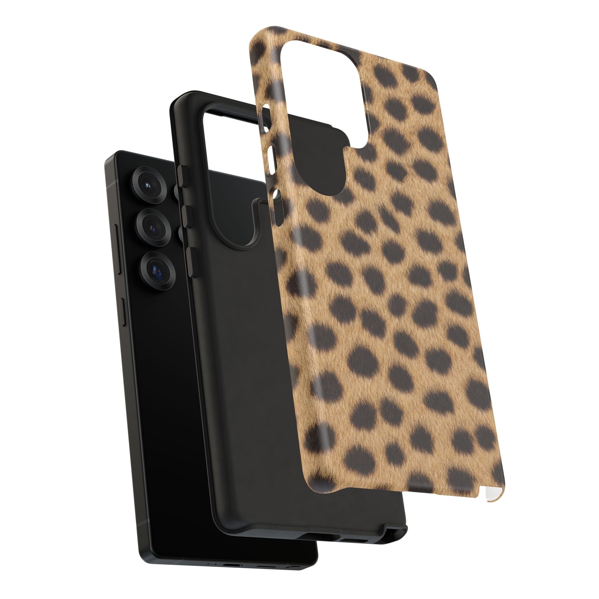 Cheetah Print Phone Case - Real Spot Tough Case for iPhone and Samsung, Bold Tan Animal Print