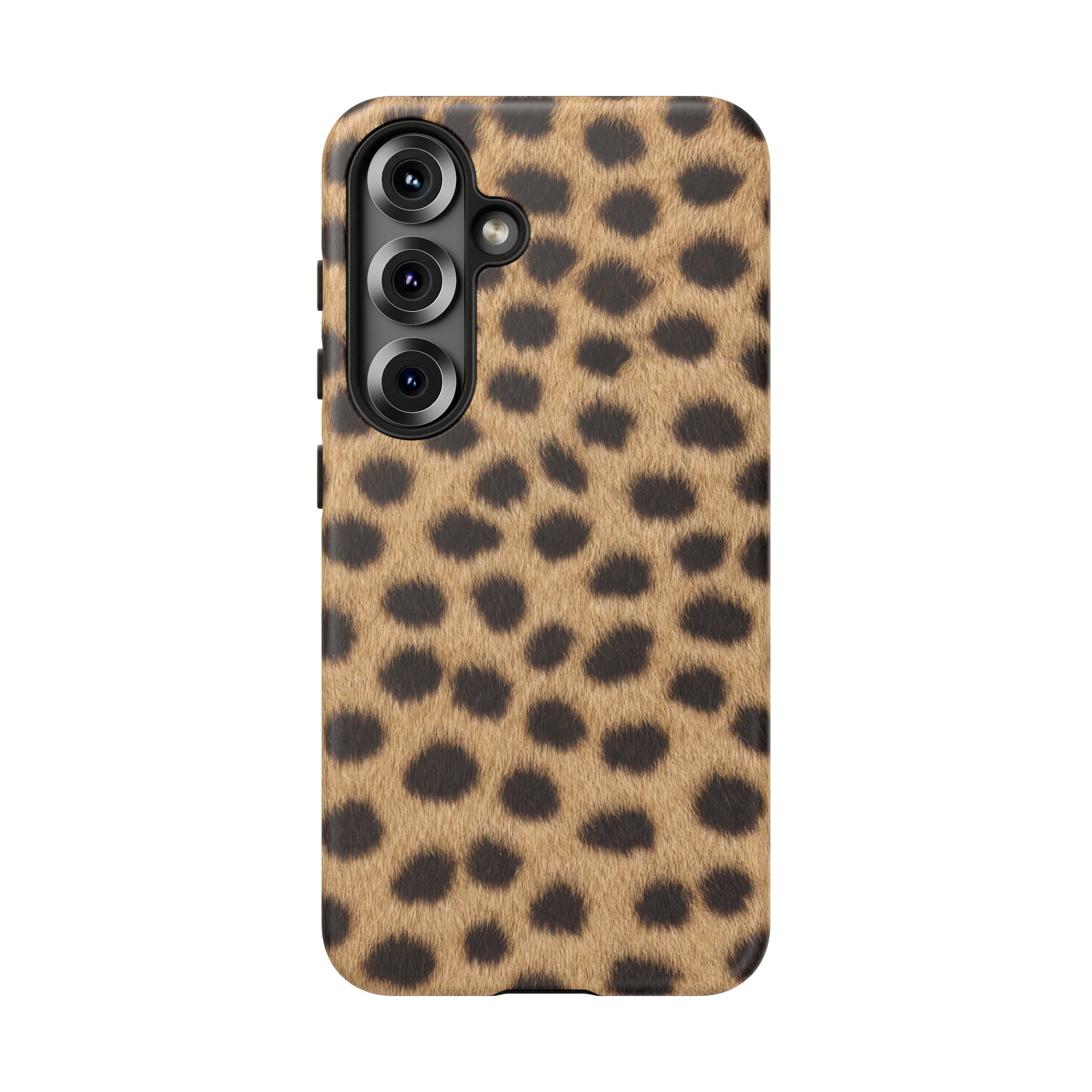 Cheetah Print Phone Case - Real Spot Tough Case for iPhone and Samsung, Bold Tan Animal Print
