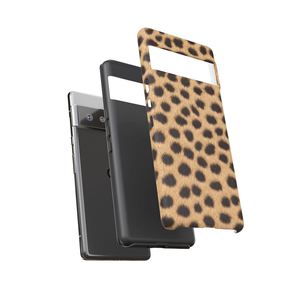 Cheetah Print Phone Case - Real Spot Tough Case for iPhone and Samsung, Bold Tan Animal Print