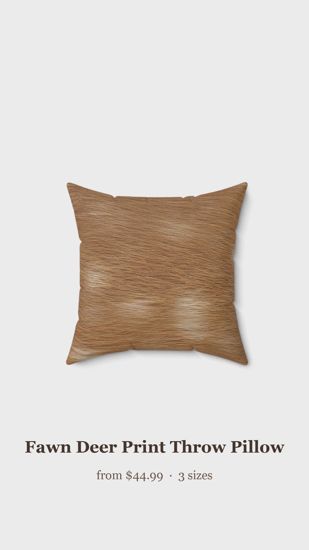 Fawn Deer Print Throw Pillow — Spotted Deer Cushion, Photoreal Animal Print, 3 Sizes