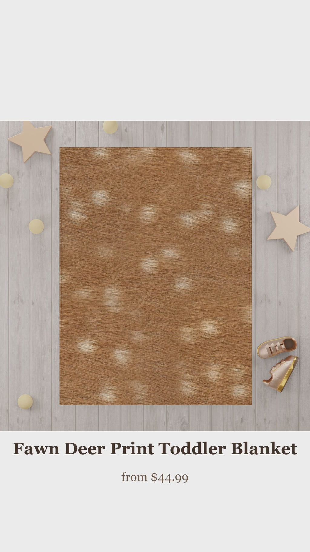 Fawn Deer Print Toddler Blanket — Spotted Deer, Photoreal Animal Print, 30x40
